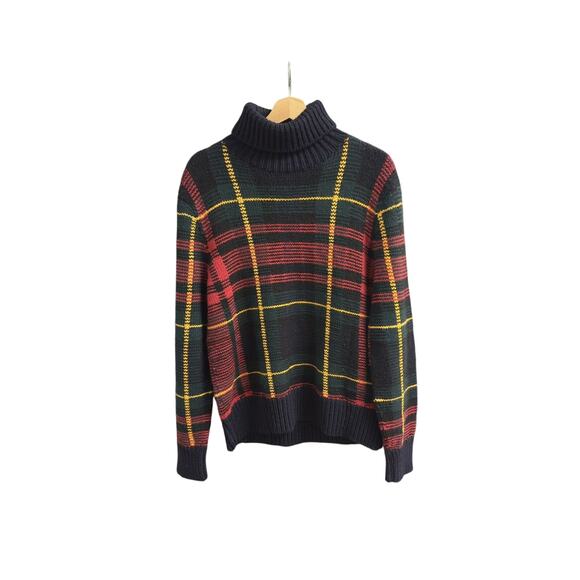 Polo Ralph Lauren Hand-Knit Plaid Wool Sweater Size Medium - Picture 1 of 7